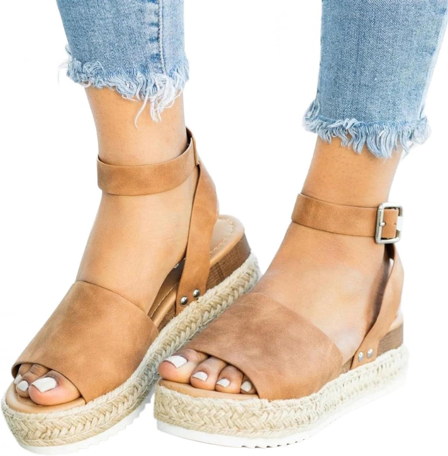 Amazon.com: Sandalias elegantes de cuña para mujer, sandalias de cuña para  mujer, sandalias de alpargata de tacón alto, sandalias romanas de punta  abierta 2022, A1- marrón, 6.5-7 : Productos para Animales