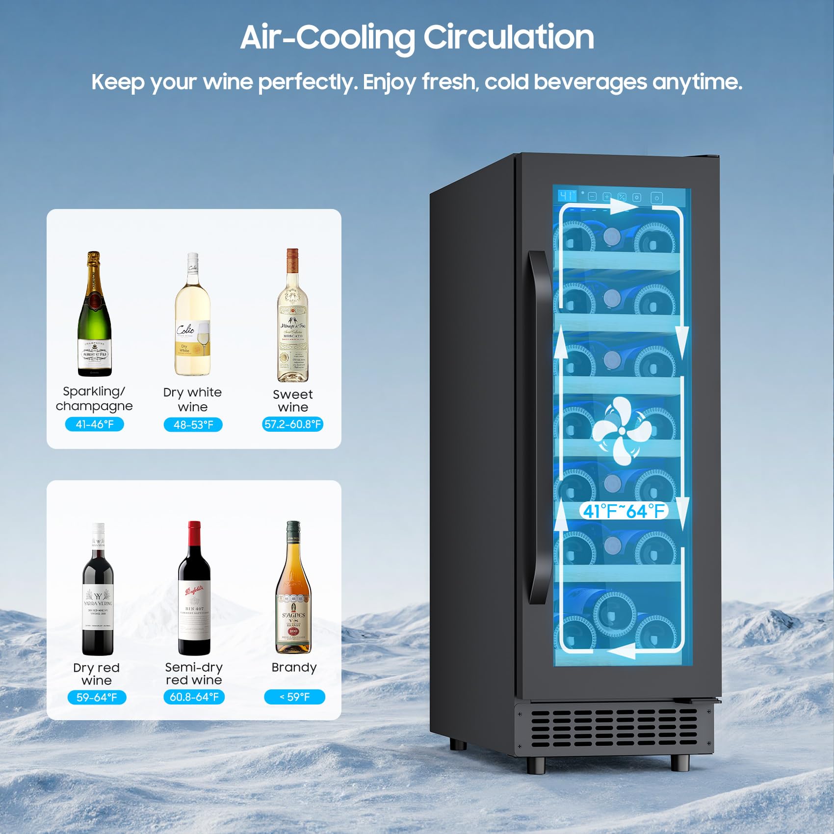 21 Bottle Wine Fridge Small 12inch Refrigerator Freestanding/Built In, 2cu.Ft Compressor Wine Cooler W/Lock & LED Display, 41℉-64℉ Digital Temperature Control Fridge For Cubicle, Under Counter Bedroom on Fridge.com - View 4