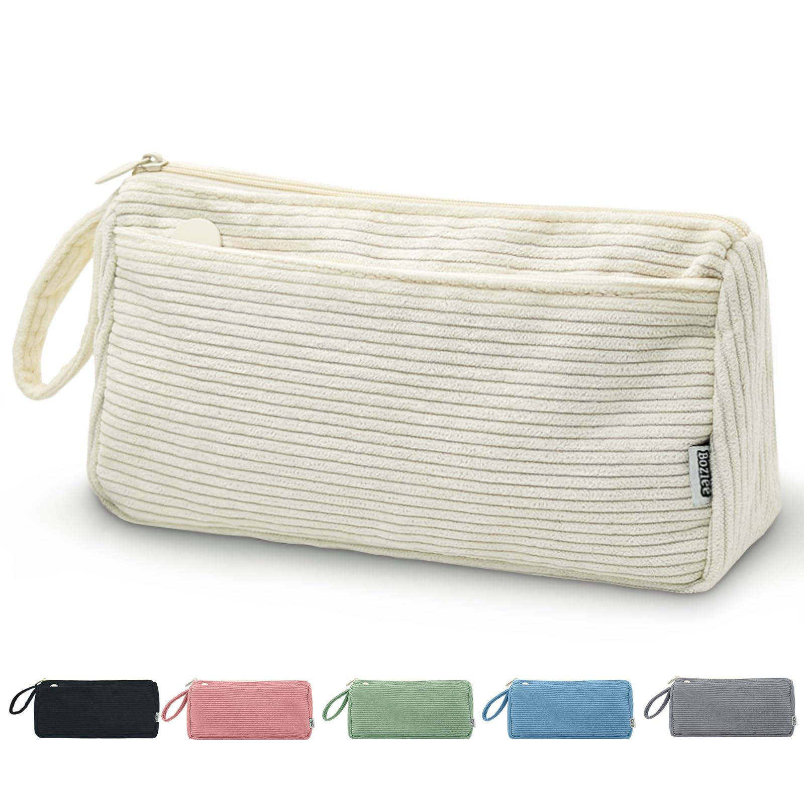 Boziee Corduroy Pencil Case, Large Capacity Pen Pouch, Stationery Organizer for School and Office, Suitable for Girls and Teenagers (Black)