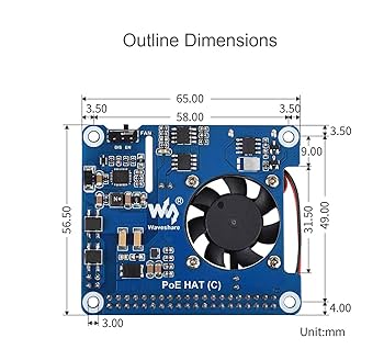Amazon.co.jp: waveshare PoE HAT Raspberry Pi 4 B/3 B+用