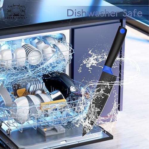 Miniatura 4 de Juego de 14 cuchillos de cocina con afilador alemán de acero inoxidable de alto carbono, afilado y duradero, mango antideslizante ligero, juego