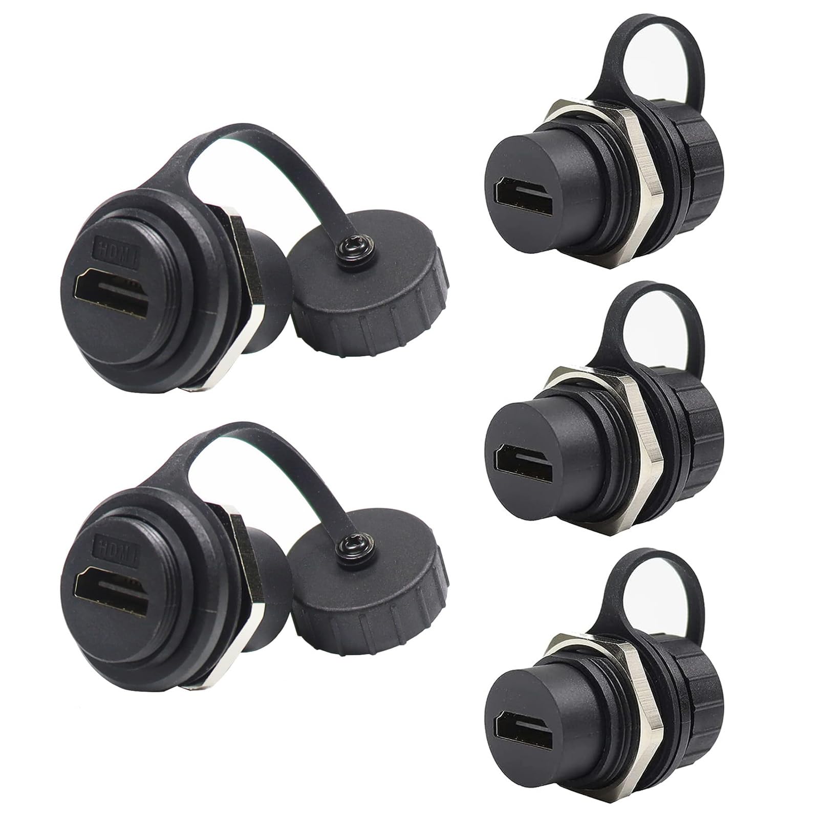 PENGLIN Lot de 5 coupleurs HDMI étanches - Connecteur HDMI femelle vers femelle - Adaptateur d'extension de cloison HDMI 4K 30Hz 3D et HDR