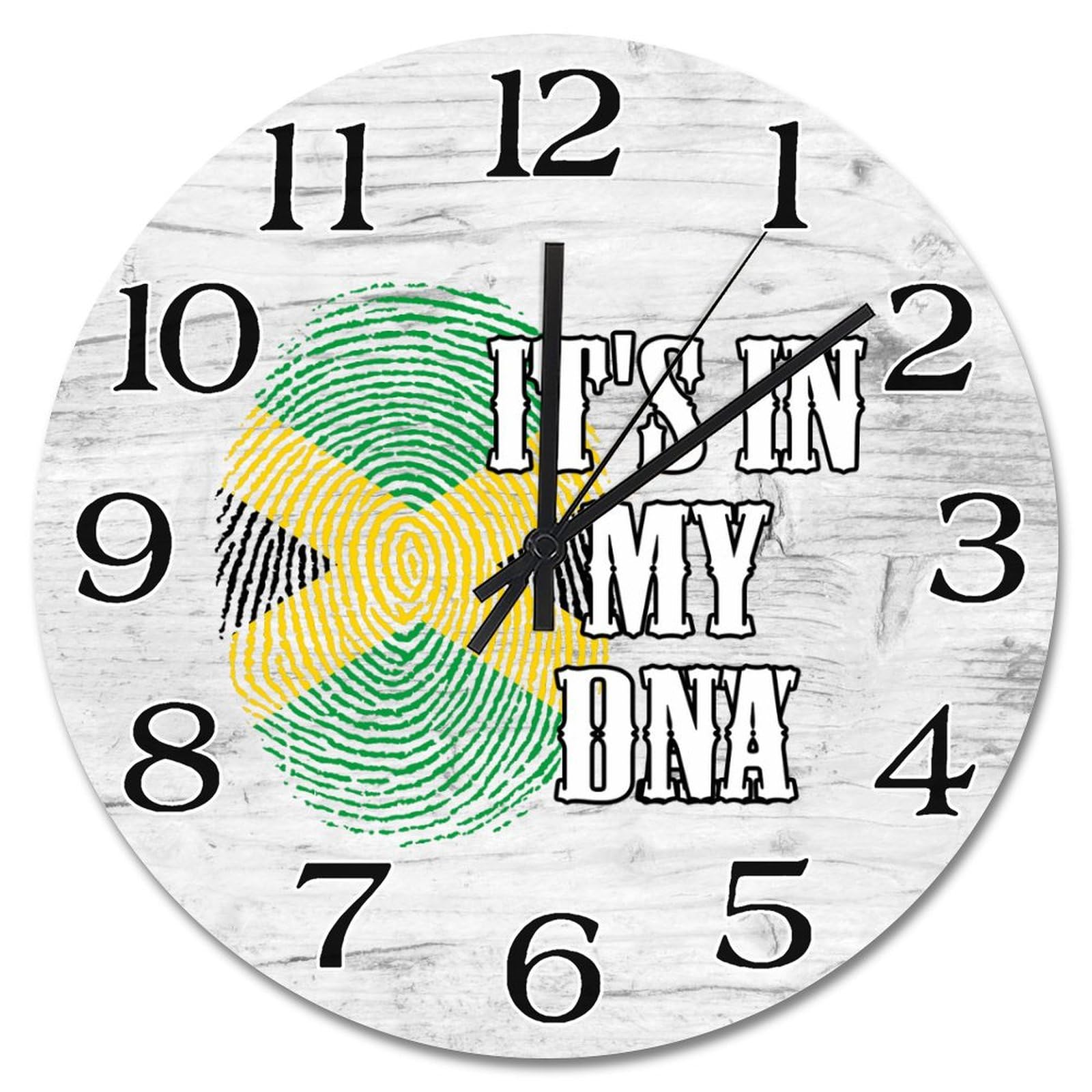 Horloge murale vintage drapeau Jamaïque déco rétro 38 cm motif ADN