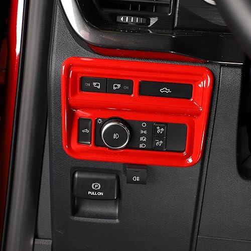 Miniatura 5 de Jimen Para 2021+ F150 Panel de control del panel de control del marco de la cubierta compatible con Ford F150 2021-2023 (rojo)