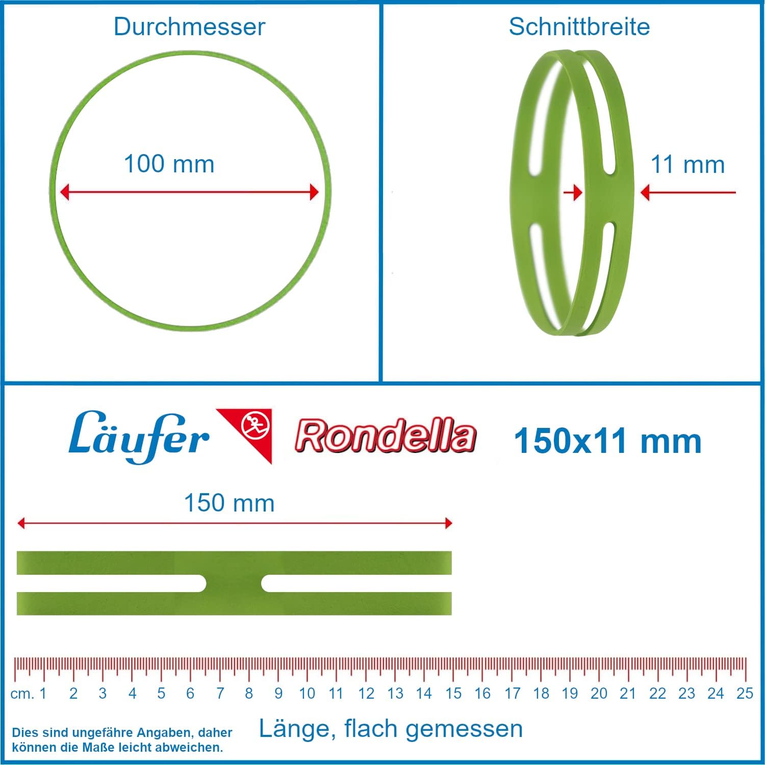 Laufer 0515198 X-Bands Size 150 x 11mm, 100mm Diameter - 100g Box