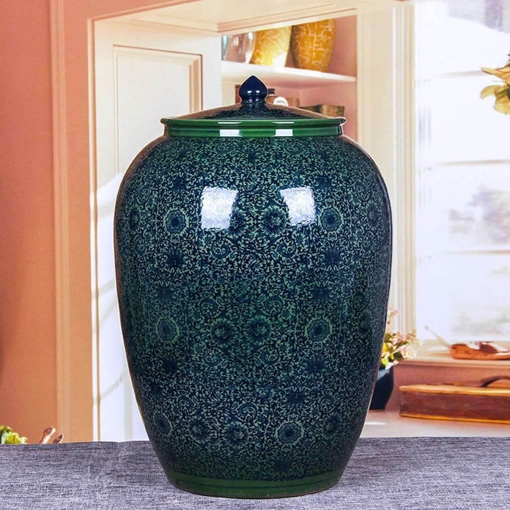 Food Storage Containe Rice Storage Containe Food Dispensers Dispenser for Rice Flour Storage Vintage Handmade Ceramic Cereal Container Household Large-Capacity Sealed Tank with Lid