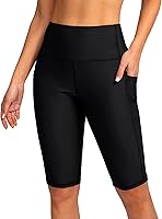 SANTINY Women's 12'' High Waisted UPF 50+ Swim Board Shorts with Pockets & Liner - Tummy Control, Quick Dry Coverage