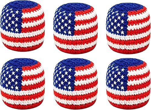 Patriotic USA Flag Hand-Made Knitted Footbags Hackys Bag Set Footbag Sacks Foot 