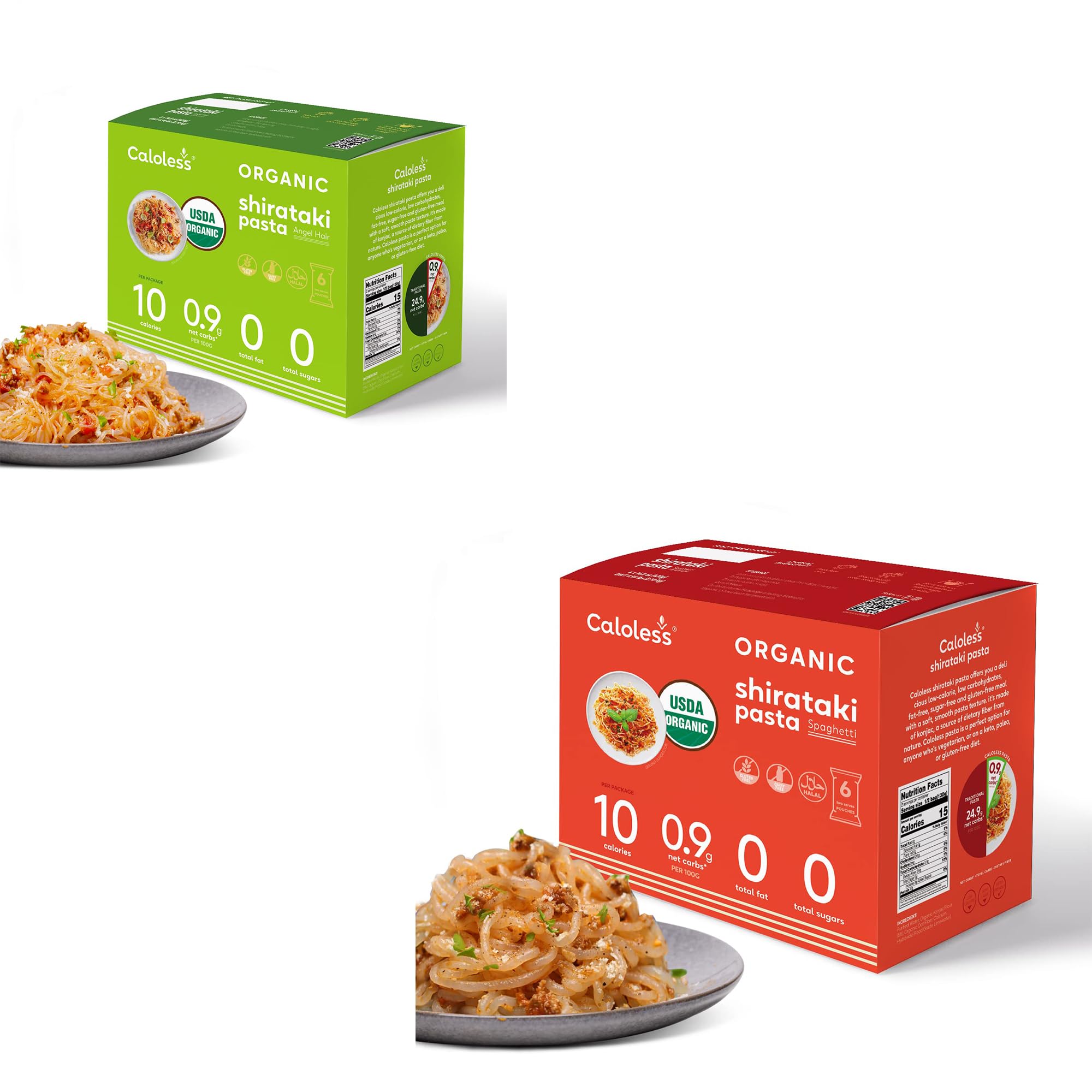 CalolessKonjac Shirataki Noodles 6-Pack Keto Snacks Angel Hair+Caloless Konjac Shirataki Noodles 6-Pack Keto Snacks Spaghetti