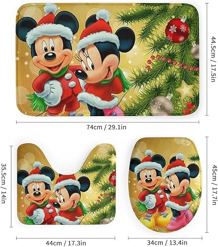 Miniatura 3 de PHINTORY Juego de cortinas de ducha con diseño de ratón de dibujos animados, juego de 4 piezas de cortinas de ducha impermeables, alfombra de baño