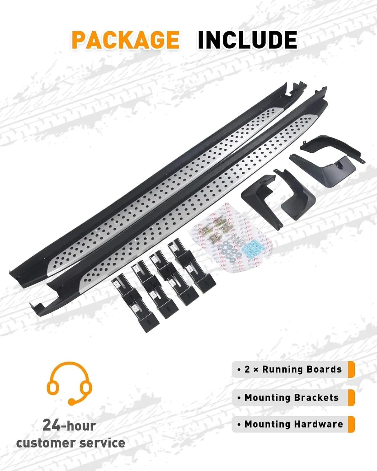 2PCS Fits for H Santa Fe 2019 2020 2021 2022 2023 Running Board Side Steps Silver Nerf Bar