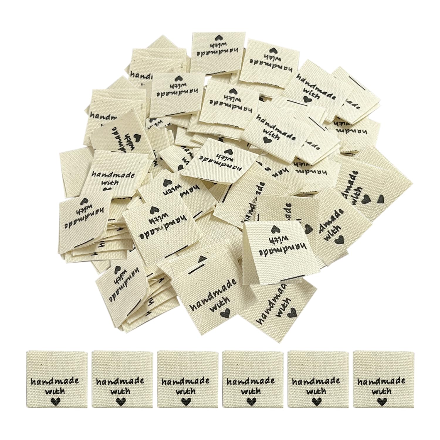 150 Pieces Clothing Labels, Clothing Collar Labels, Handmade Fabric Labels with Love, Double-Sided Woven Clothing Labels