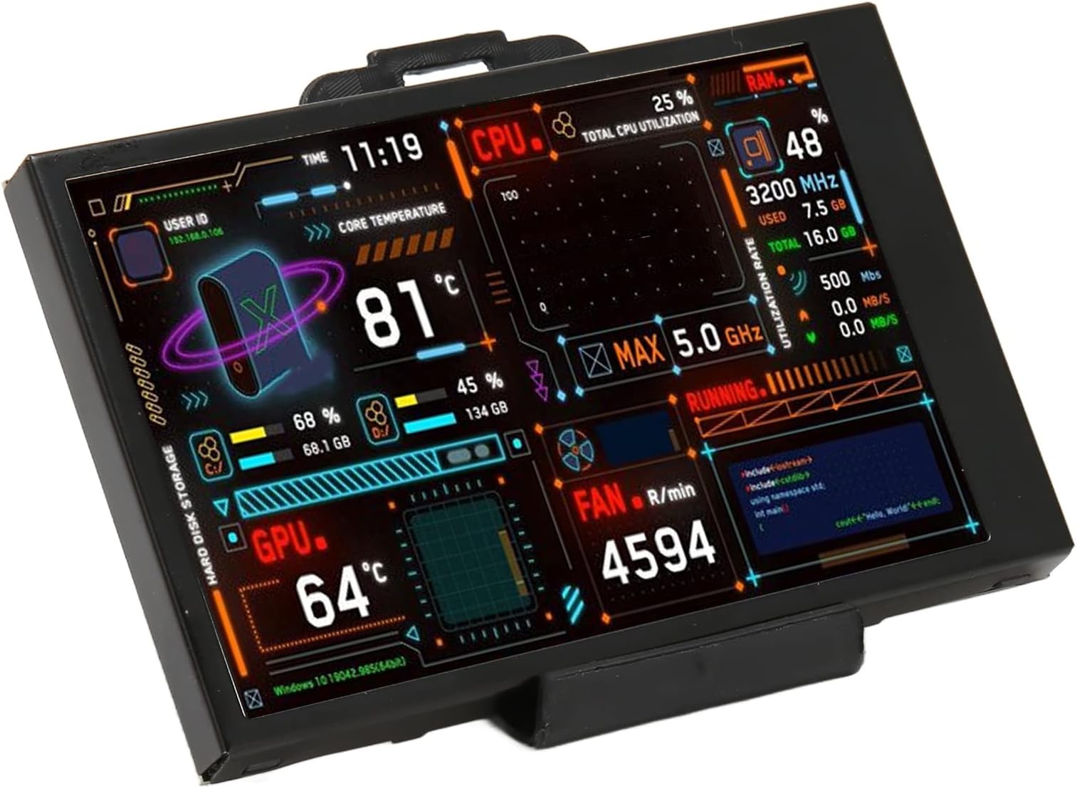 Computer Temperature Monitor 3.5 Inch Mini Screen PC Sensor Panel Display CPU GPU FPS HDD Data Monitor PC Temperature Display for System