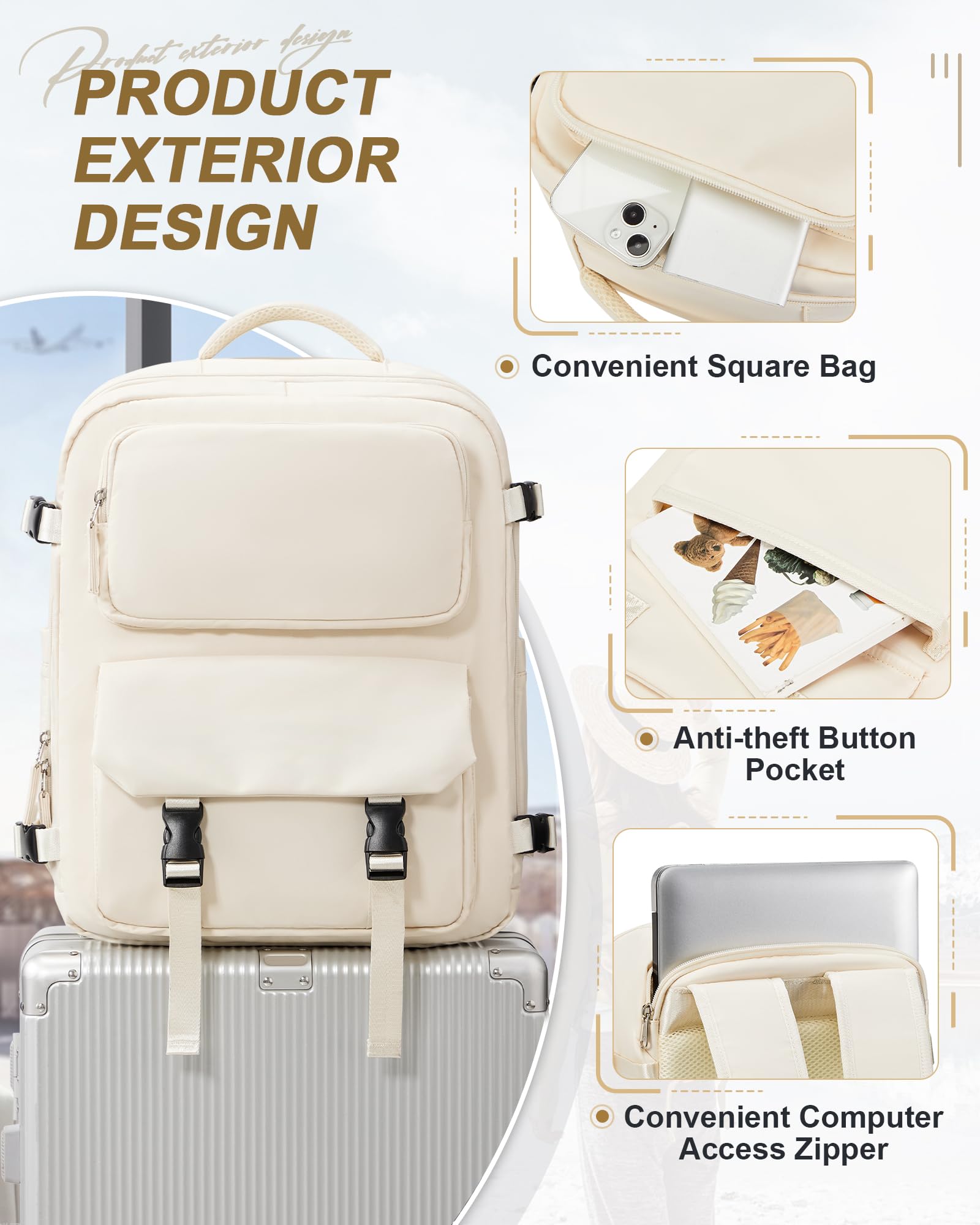 BJLFS Borse da Cabina per Ryanair 40x20x25 Bagaglio a Mano Zaino Borsa Zaino da Viaggio, Zaino da trekking,Zaino Easyjet 45x36x20,Zaino Casual per laptop da 14 pollici per scuola