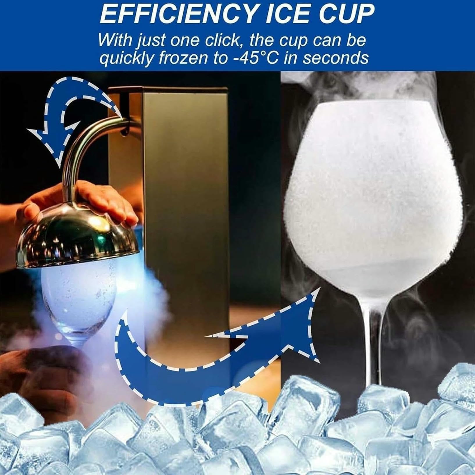 Enfriador De Vidrio, CO2 Glass Graster, Instant Glass Froster, Chiller De Vidrio De Vino De Acero Inoxidable, -45 ° C Máquina De Copa De Hielo Eléctrica Comercial, Soporte De Encimera