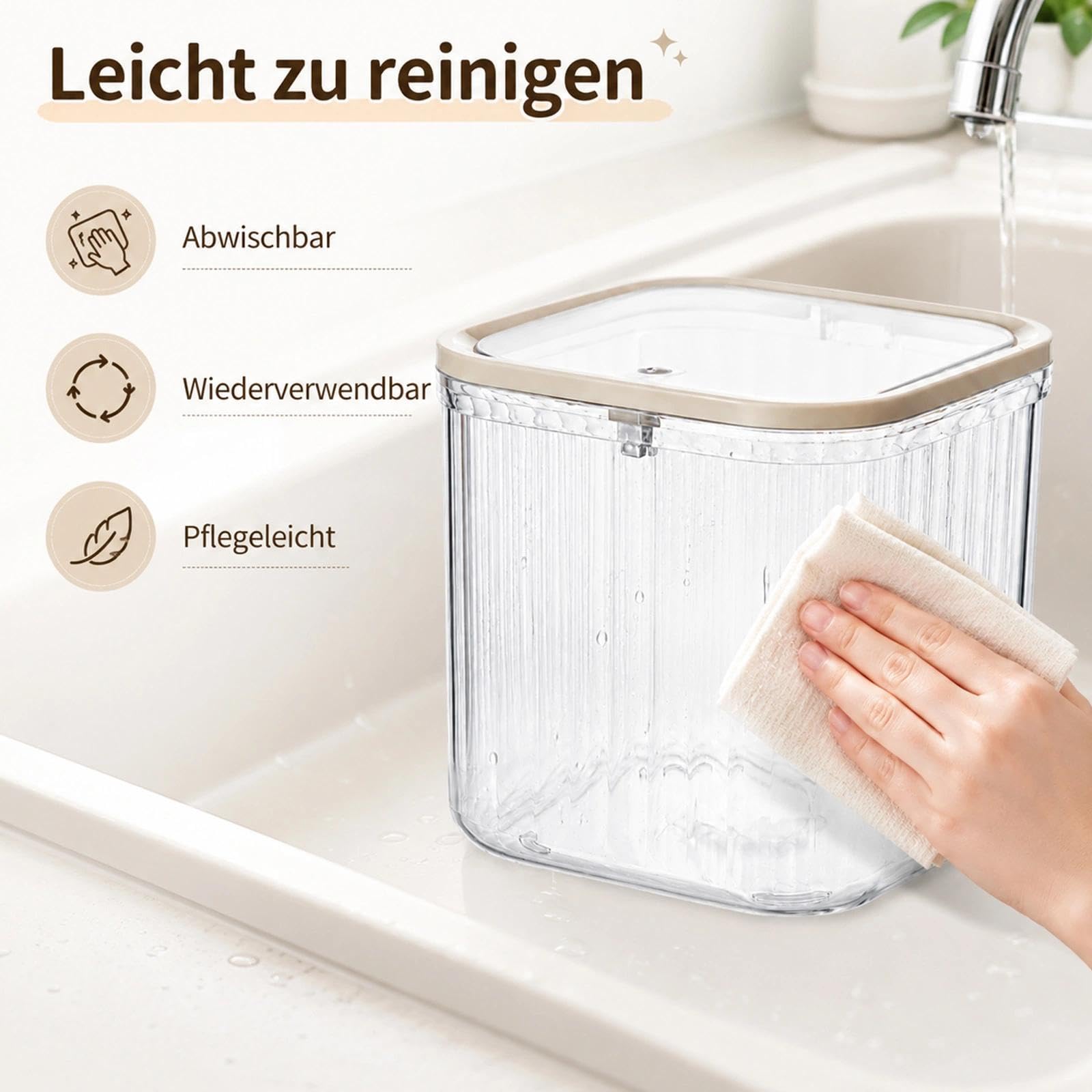 15,3 x 15,3 x 14 cm, caja de almacenamiento de detergente y polvo de lavado, recipiente hermético para detergente transparente, caja de detergente para lavandería, caja de detergente