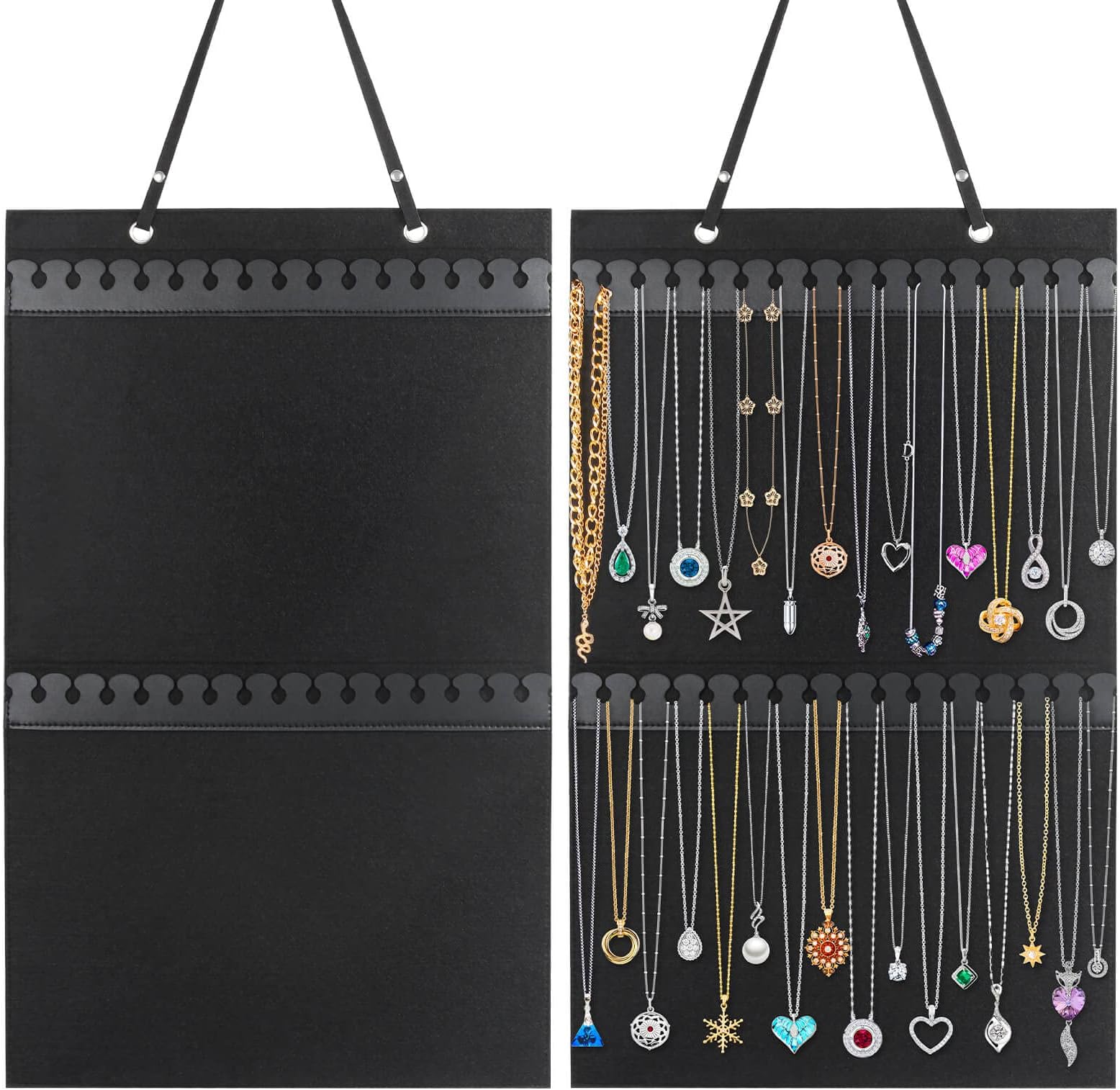 Caffox Hanging Necklaces Holder, Large Jewelry Organizer for Necklaces, Bracelets, and Ankles, Necklaces Display Storage Hanger for Wall, Closet and Door