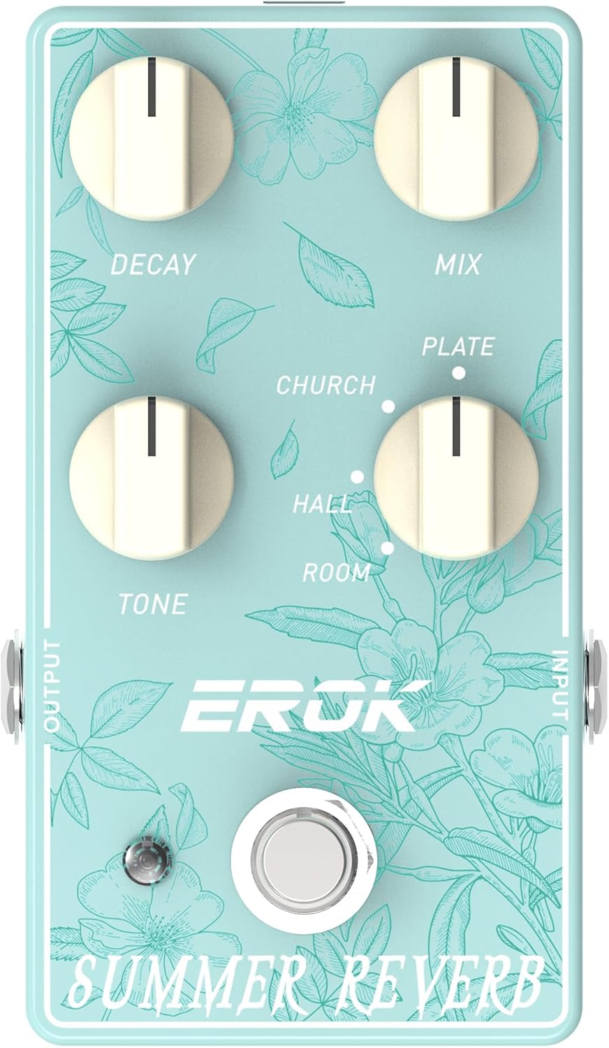 EROK SUMMER REVERB Guitar Reverb Pedal - 4 Classic Modes (ROOM/HALL/CHURCH/PLATE) with True Bypass, Natural Spatial Sound
