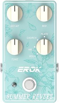 EROK SUMMER REVERB Guitar Reverb Pedal - 4 Classic Modes ROOM/HALL/CHURCH/PLATE with True Bypass, Natural Spatial Sound