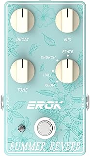 EROK SUMMER REVERB Guitar Reverb Pedal - 4 Classic Modes (ROOM/HALL/CHURCH/PLATE) with True Bypass, Natural Spatial Sound