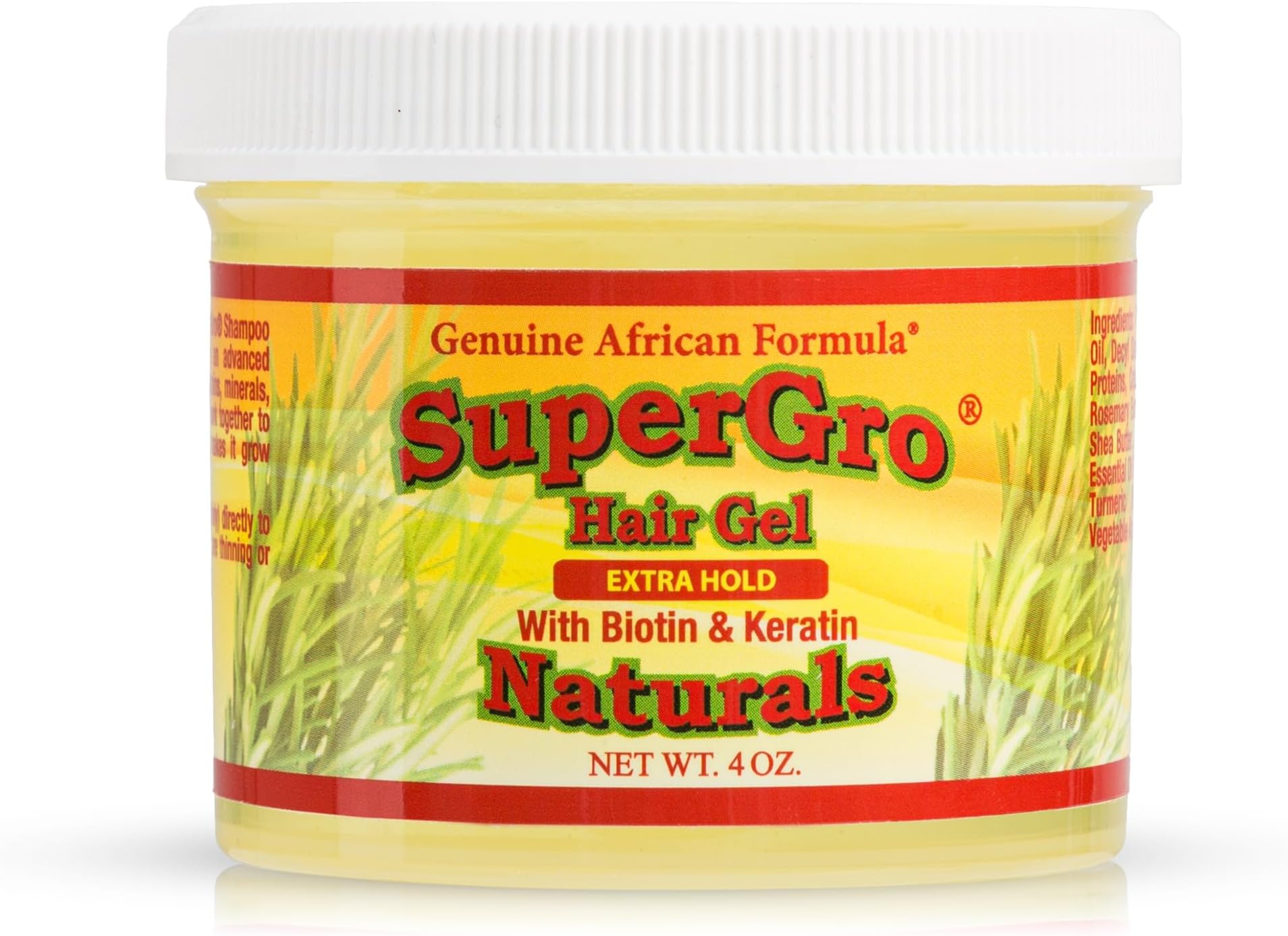 SuperGro Hair Gel with Extra Hold - For Braiding, Locking, Instant Edge Control, Twisting, Retwisting - Natural Grip Jam for Neat Shining - Braid, Loc Care Gel with Black Castor Oil - 4 Oz