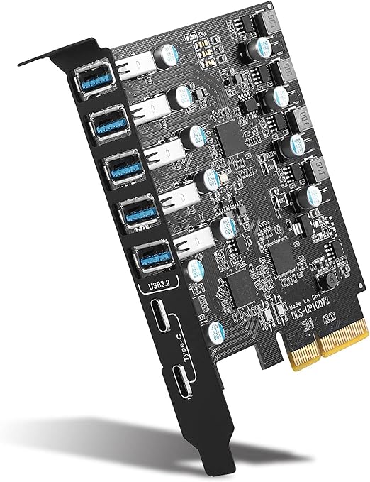 PCIe USB 3.2/3.1 Gen 2 Card USB 7Ports (2X USB C 5 USB A) Expansion