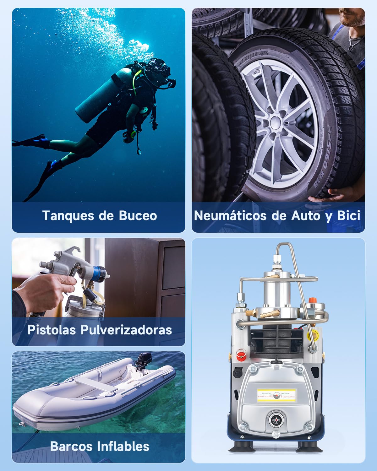 CREWORKS Compresor de Aire de Alta Presión 1800W Bomba Eléctrica de Alta Presión 30MPa 4500PSI Bomba de Compresor de Aire PCP Air Compressor Pump