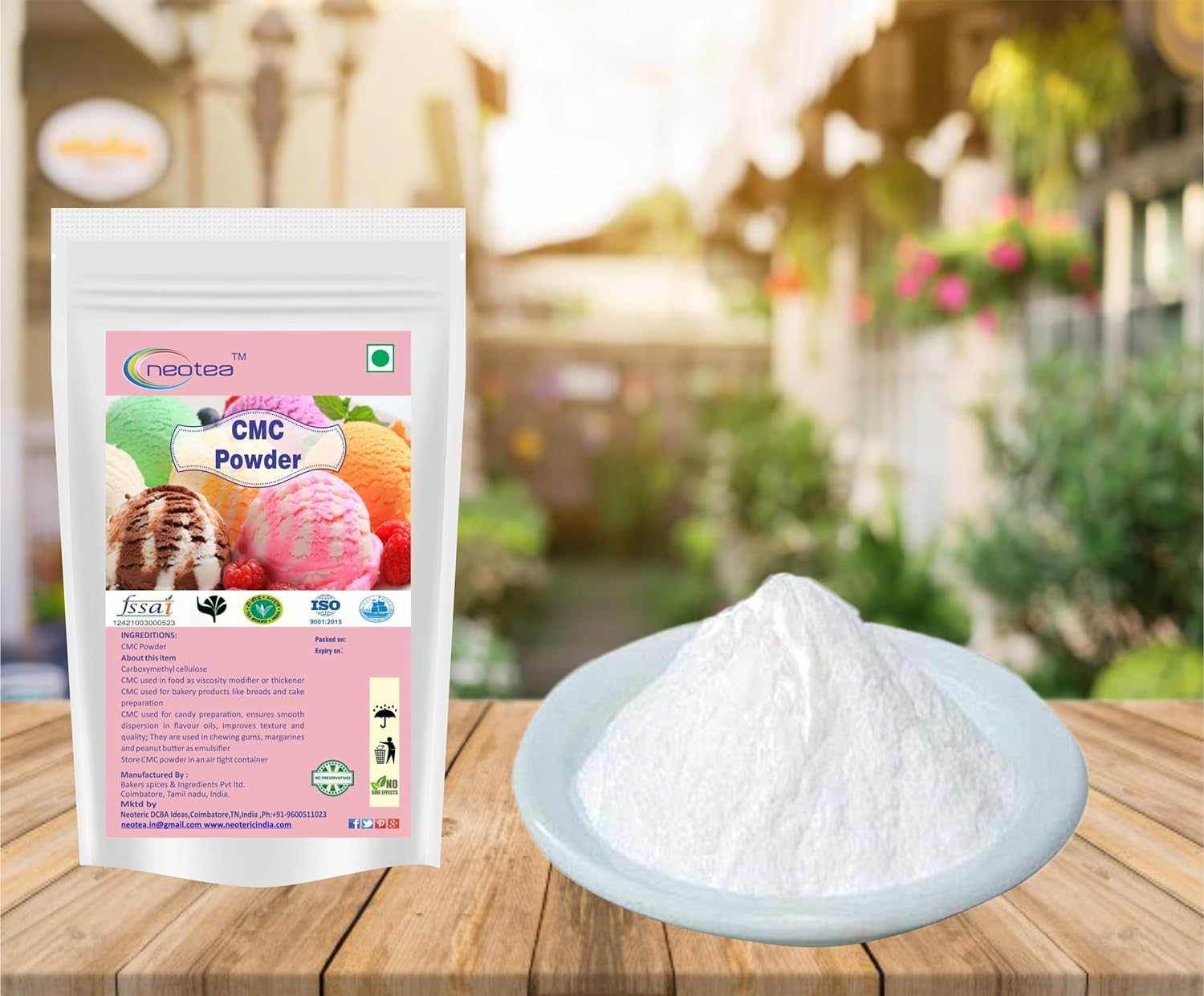 Neotea CMC Carboxymethyl Cellulose Powder - 100GM | Food-Grade, Ideal for Soft, Smooth & Creamy Texture in Instant Cake Premixes, Ice Creams & Other Food Applications - Image 2 thumbnail