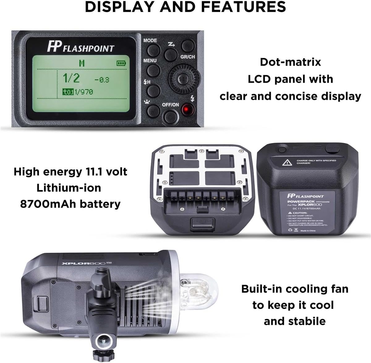 Flashpoint XPLOR 600 HSS R2 Battery Powered Studio Flash Strobe Light Photography Kit w/Built-in R2 2.4GHz, Bowens Mount, 600Ws, 8700mAh Battery, Bundle w/C-Stand and EZ Lock 44in OctaBox