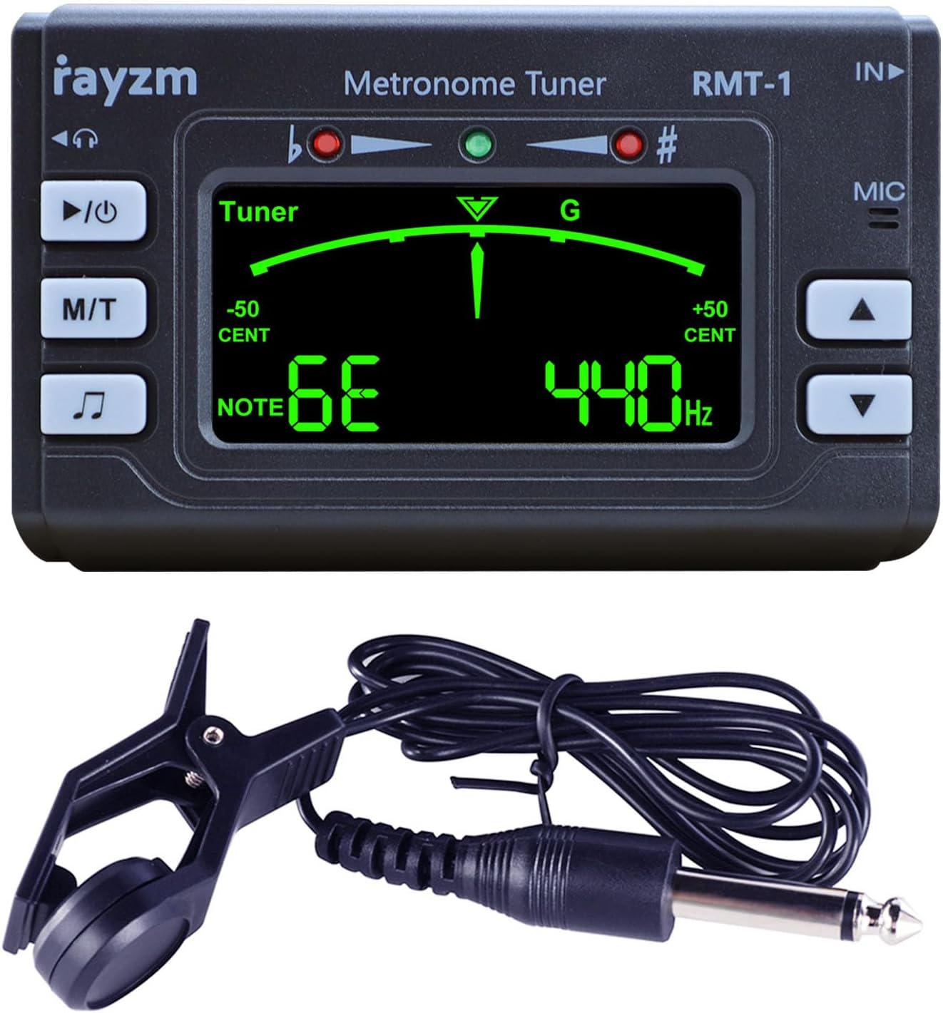 Metronome Tuner (Metro-tuner) with 3.5mm Earphone Jack for Musical Instruments |Chromatic Tuner, Optional Mic/Clip-on/Line-in Tuning, Flat tuning for Guitar/Bass