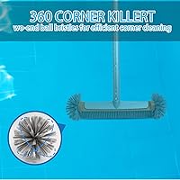 Vista 6 de Poolvio Cepillo profesional de limpieza de piscinas de piso y pared de 17.5 pulgadas con cerdas de nailon resistentes, mango de aluminio EZ Clip