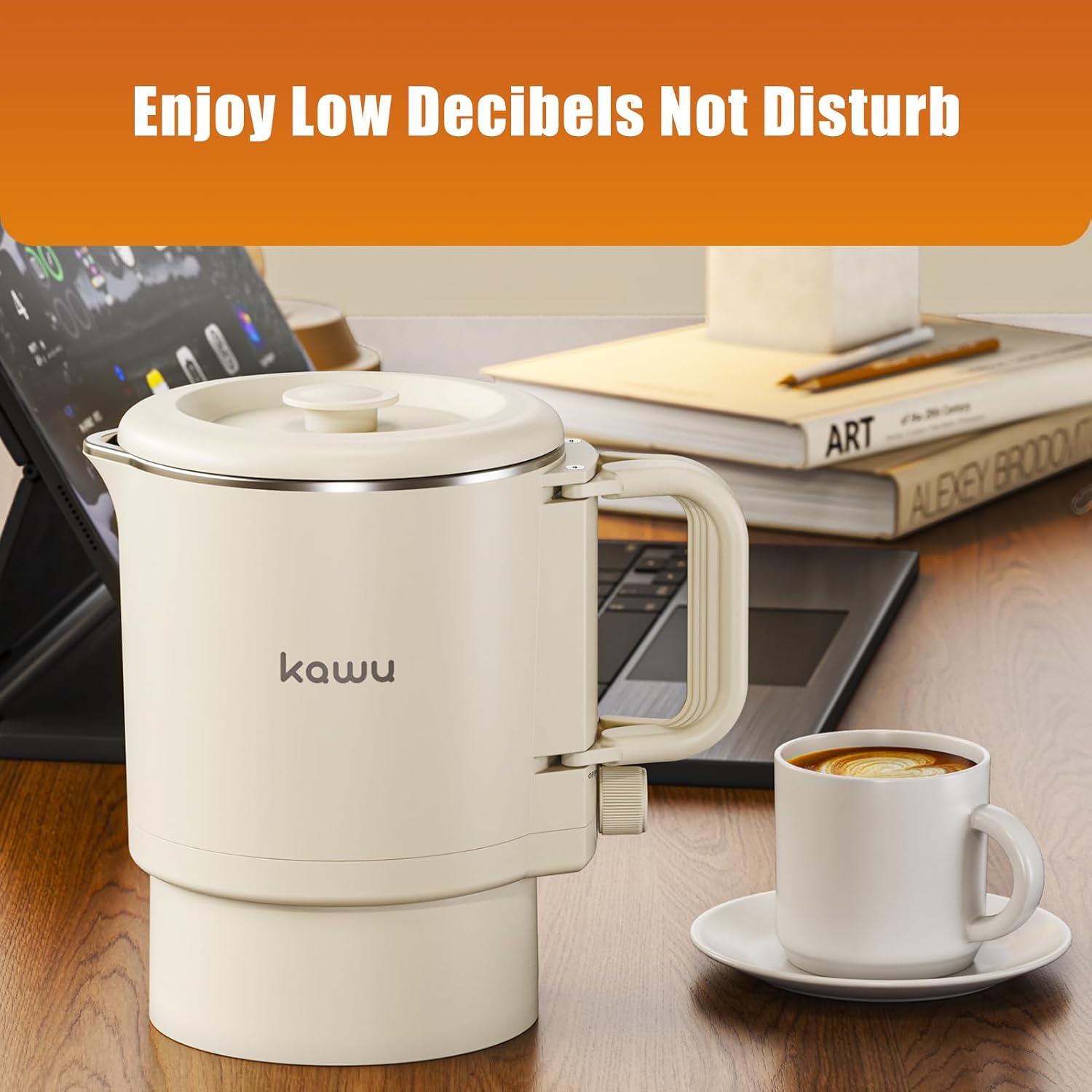 Portable Collapsible Electric Water Kettle 0.85 Qt - Food Grade Stainless Steel BPA-Free Electric Kettle with Dual Heat Settings, Fast Boiling & Dry Boil Protection for Travel, Home, Office Use