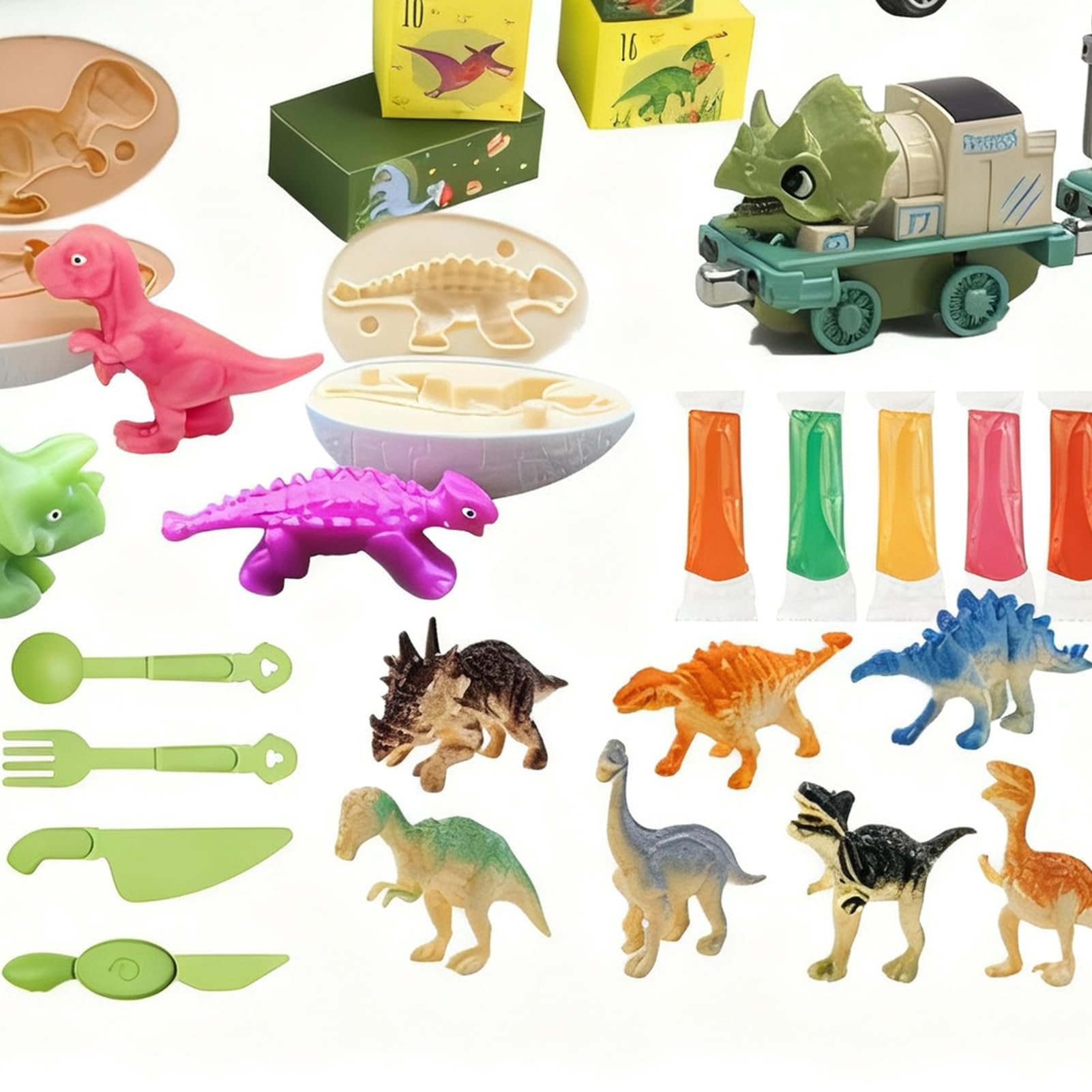 Dinosaurier Weihnachten 2025 Adventskalender 24 Tage Figuren Spielzeug | Kinder Auto Spielzeug Countdown Kalender für Kinder Sammler Wohnzimmer Schlafzimmer Studierzimmer Partygastgeschenk Winterf