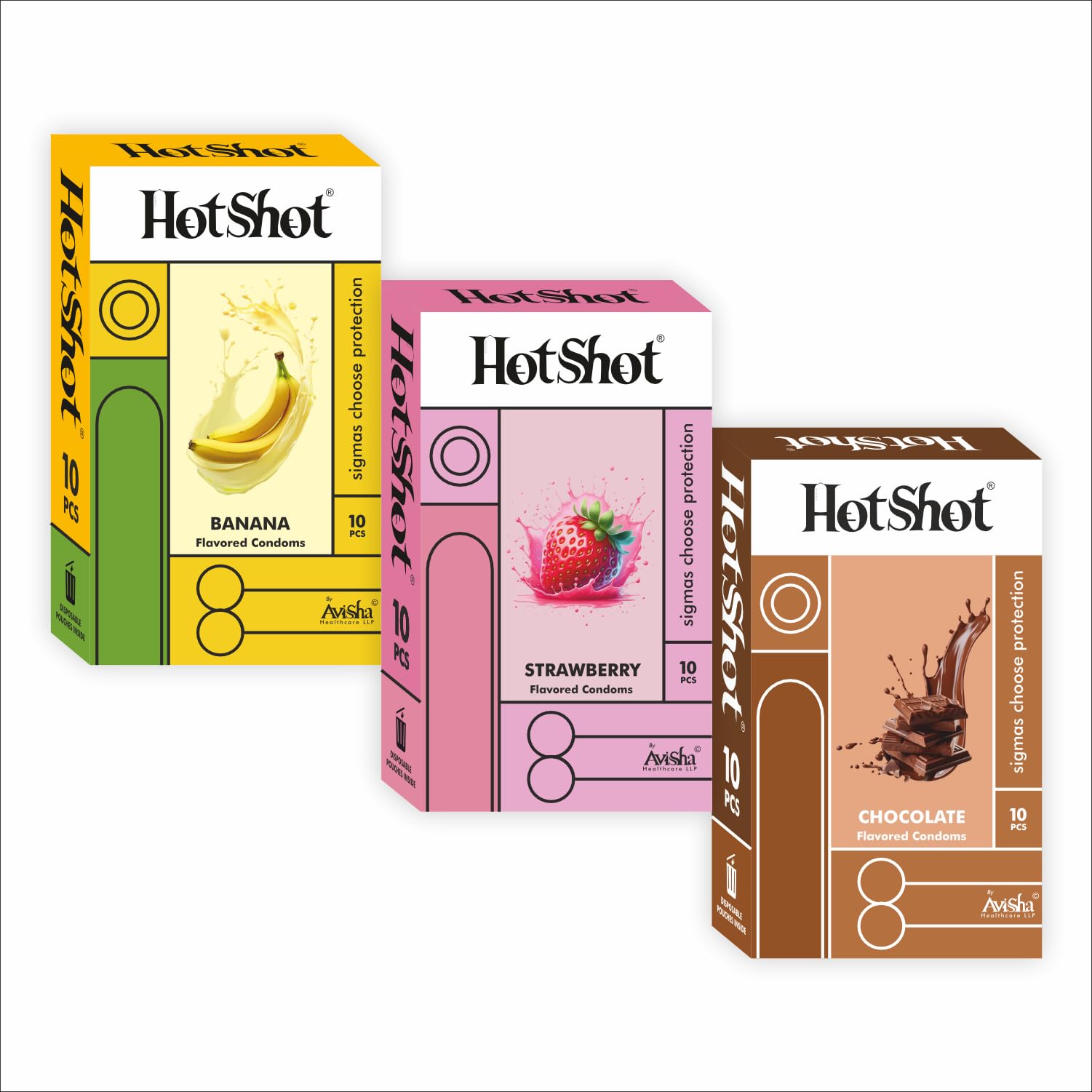 HOTSHOT Multi Falvoured Condom For Men, 3 Different Varieties To Try - Banana, Strawberry and Chocolate- 30 Units(Pack of 3)-image-28