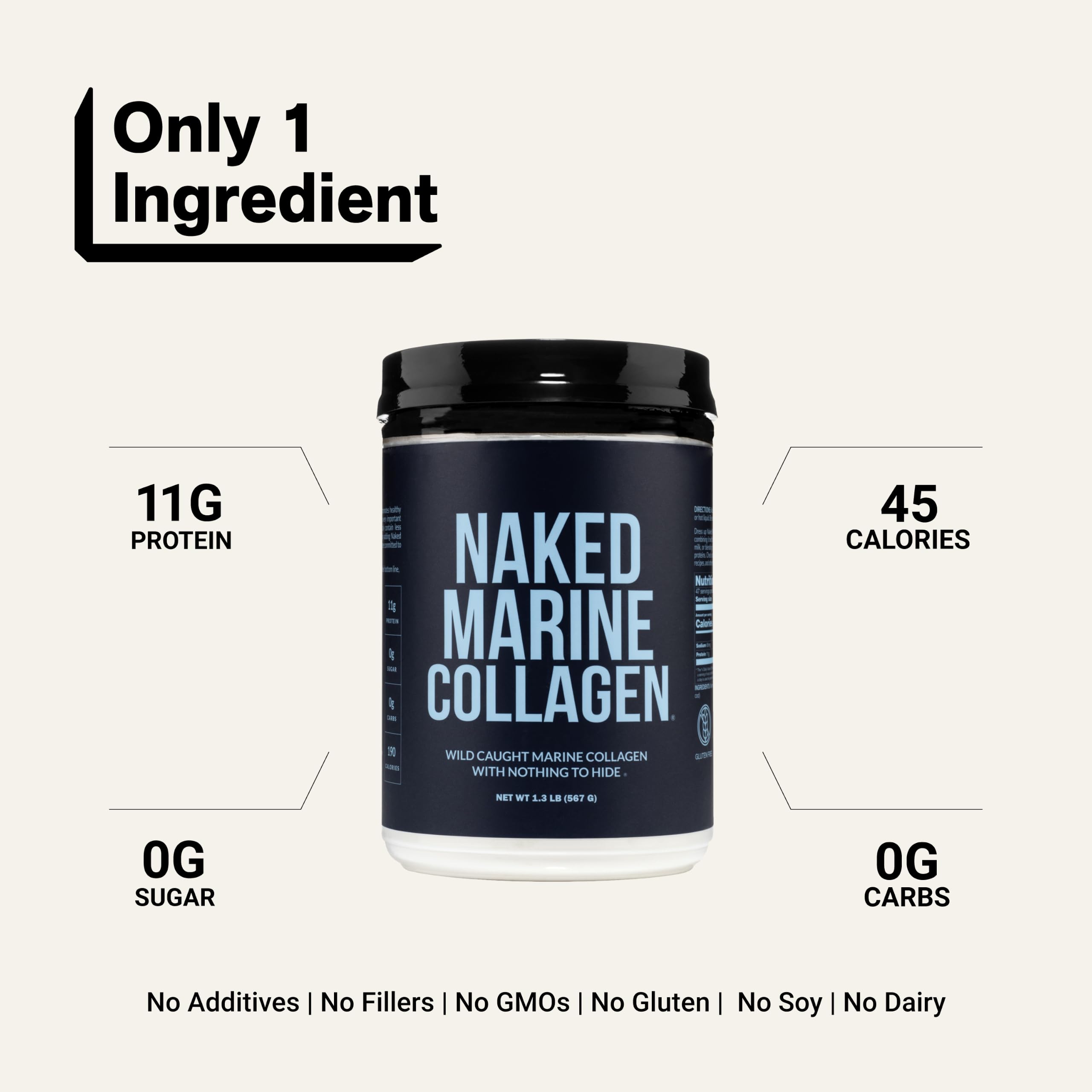 NAKED Marine Collagen Peptides Protein Powder - Unflavored - from Wild Caught Cod - Paleo Friendly, Non-GMO, Soy-Free, Gluten-Free - 47 Servings — Amazon image 3