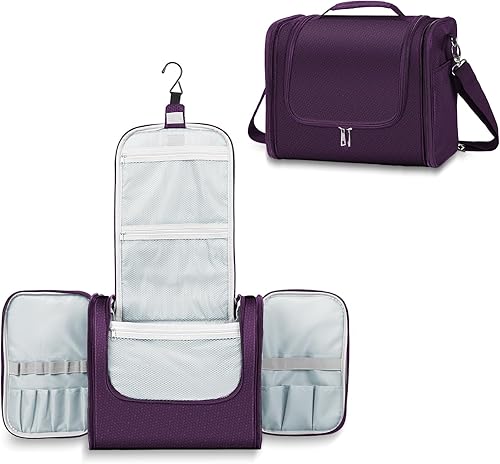 Buruis Neceser de gran capacidad para mujeres y hombres, Púrpura, Extragrande, Classic