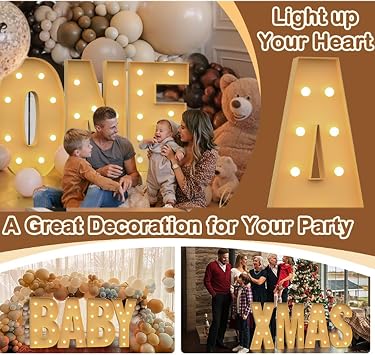 Alphabet LED Lights, 2.3/3.3/4ft Large Words Marquee Cardboard Letters Lamps For Birthday Graduation Party Decorations Wedding Home Decoration(M,120cm/4ft)