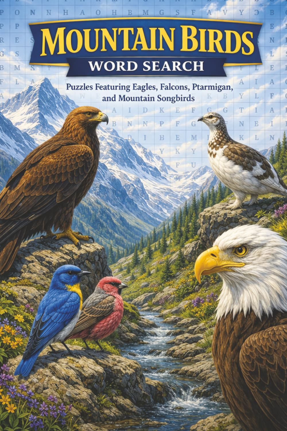 Mountain Birds Word Search: Puzzles Featuring Eagles, Falcons, Ptarmigan, and Mountain Songbirds