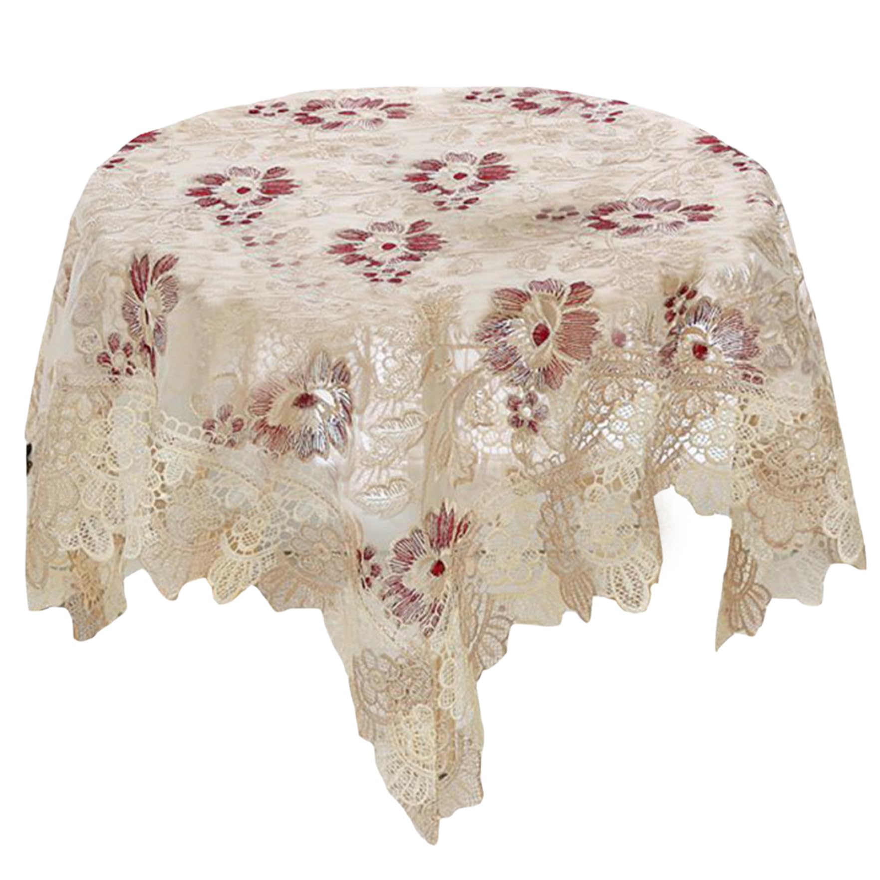 Nappe ronde en dentelle pour fête de mariage et réception chic à la maison
