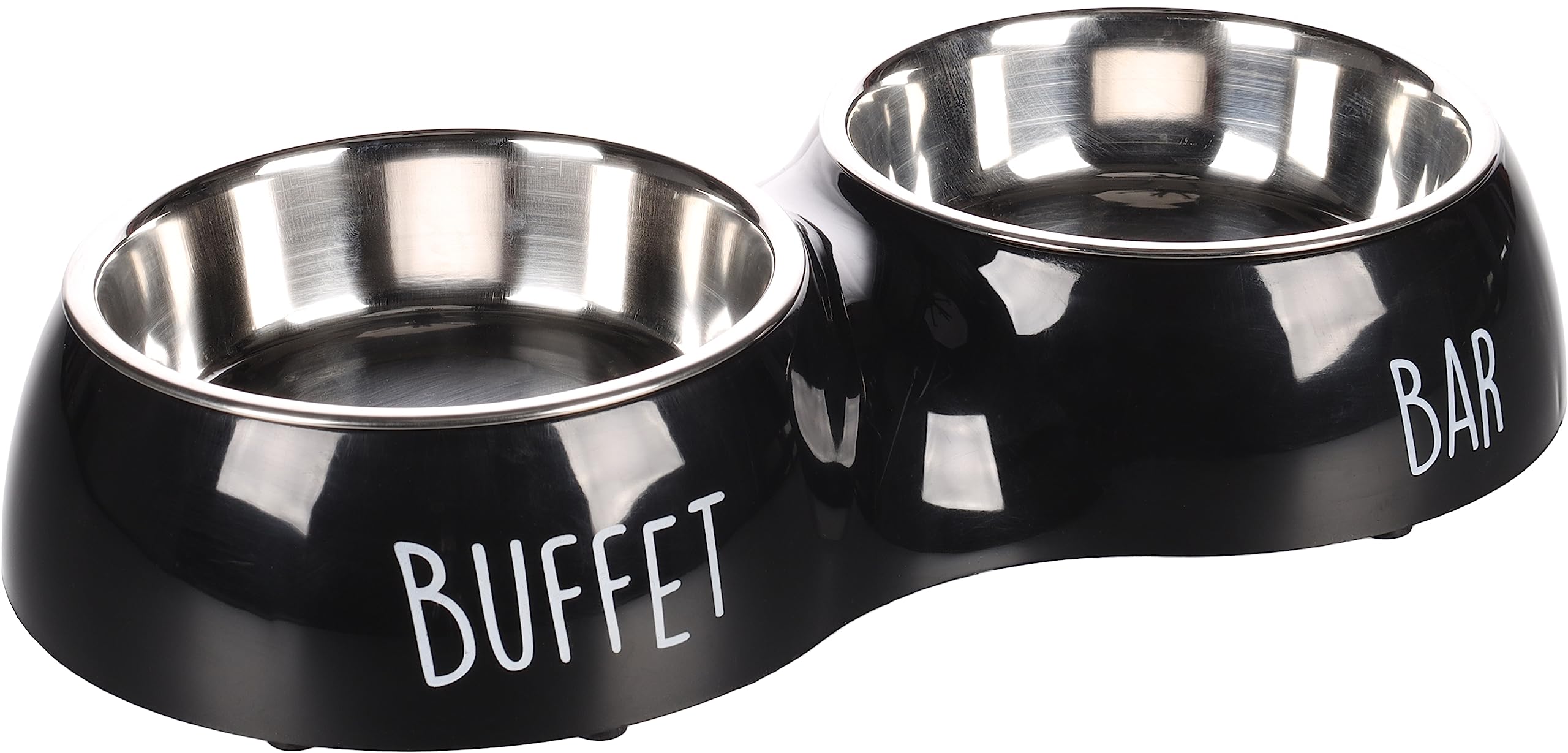FEEDING AND DRINKING BOWL DIVAR DUO DINNER BLACK M 14CM 2x470ML