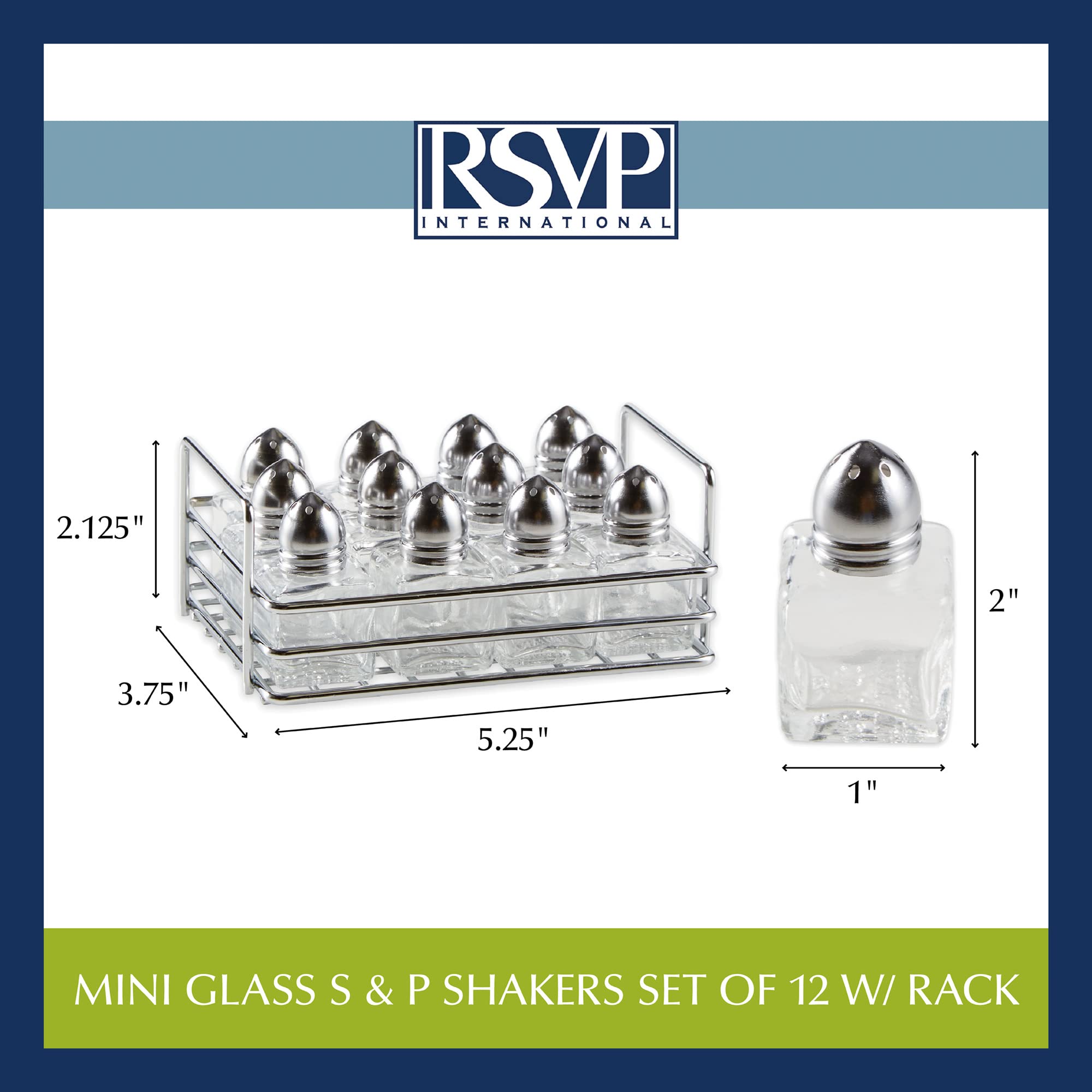 RSVP 12 mini salero de acero inoxidable y servidor de vidrio restaurante nuevo