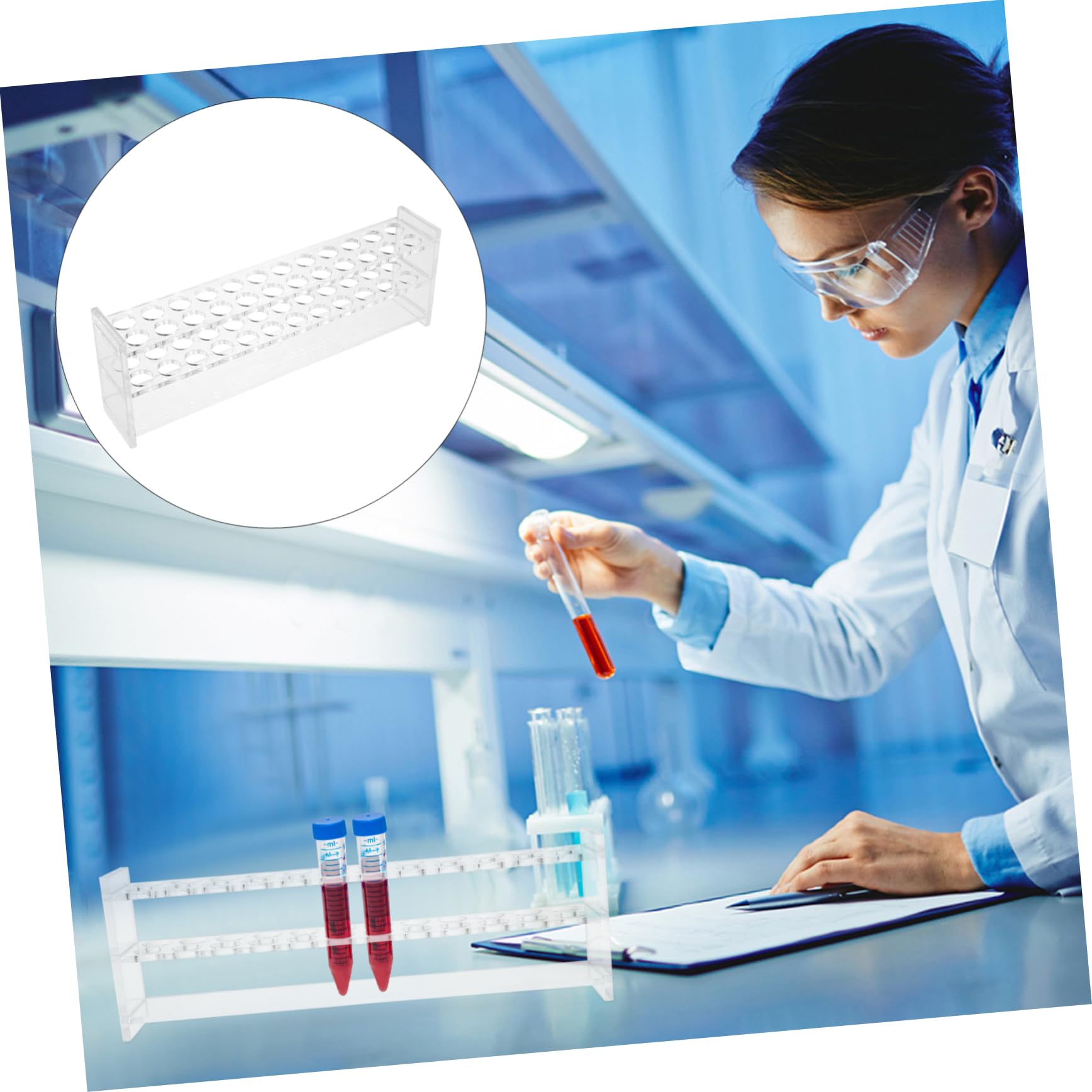 SOLUSTRE 2pezzi Per Provetta Organizer Per Tubetti Da Laboratorio Da Adatto Per Test e Campionamenti Scientifici