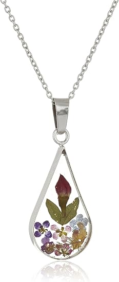 Collier En Argent 925 Avec Pendentif Floral Ouvragé En Forme De Goutte - Occasion