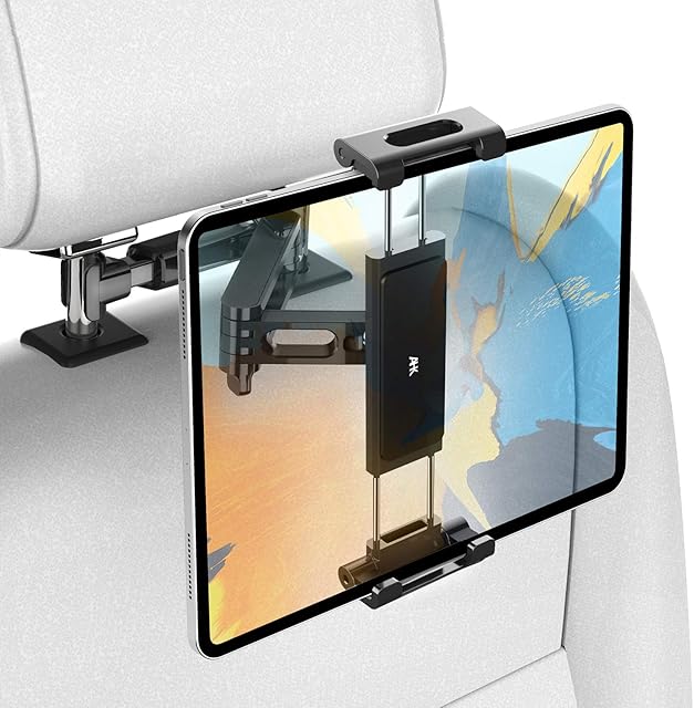 AHK Car Tablet Holder, Universal Stretchable Seat Headrest Mount with 360° Rotation, for 4.4~13" iPad Pro, iPhone, Galaxy Tabs, HUAWEI MediaPad, Nintendo Switch