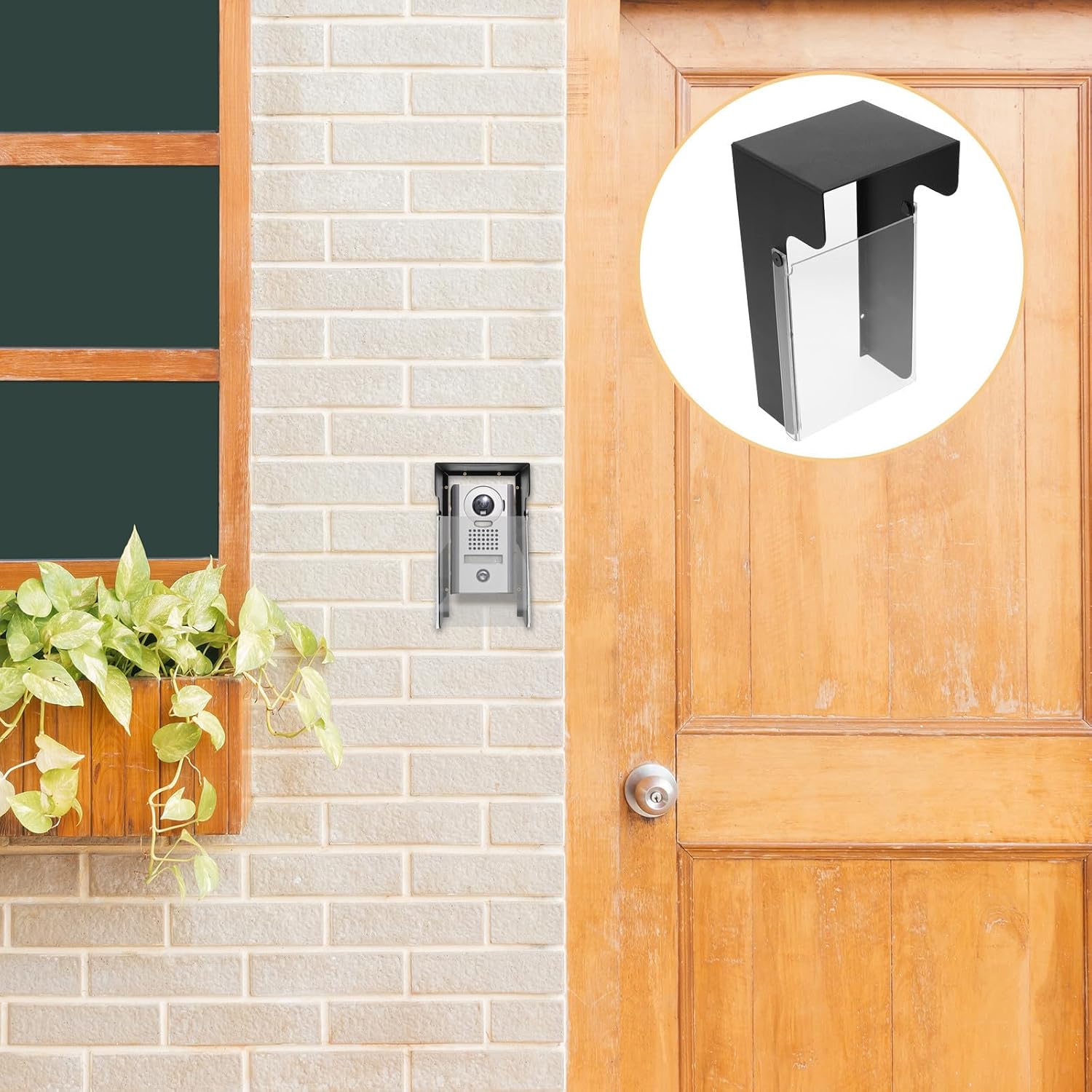 HEMOTON Weatherproof Doorbell Cover for Video Intercoms and Access Control Systems, Metal and Acrylic Protective Shield with Rain Shield, Wall Mount Setup for Commercial Business Setting