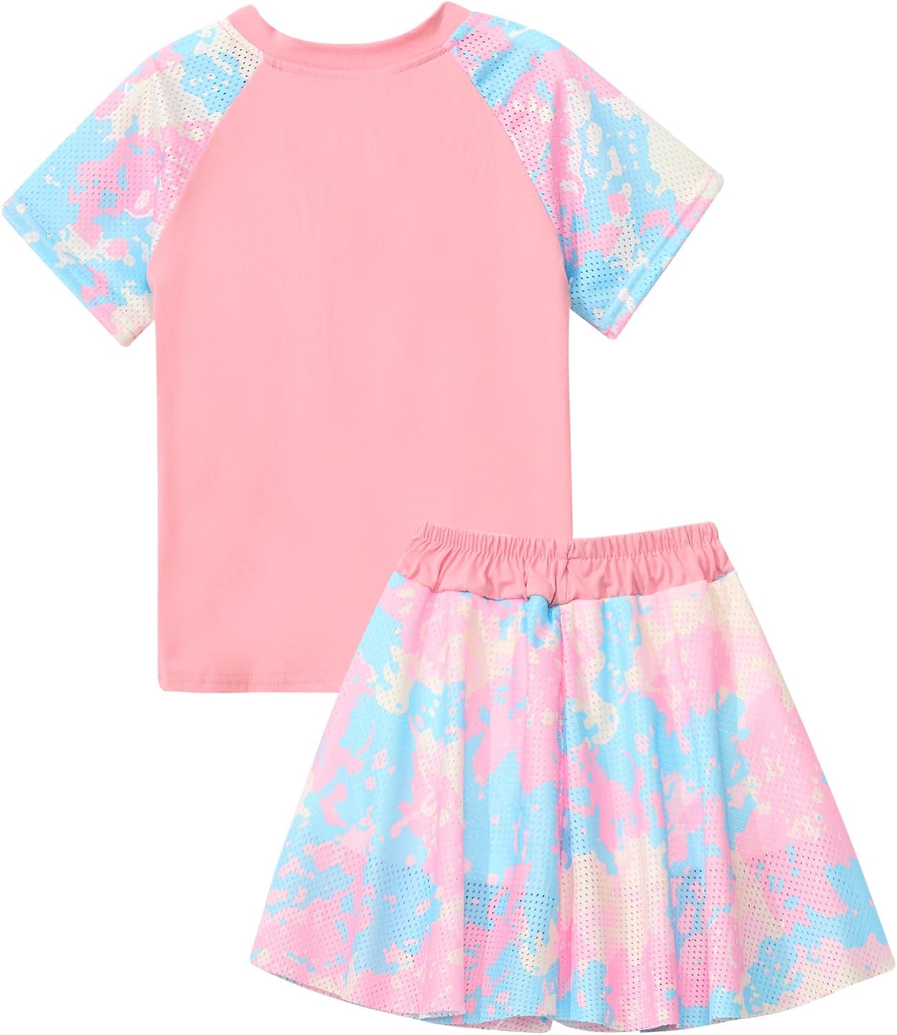 Kids Girls Boys 2 Piece Rash Guard Swimwear Set Short Sleeve Bathing Suit Tankini UPF 50+ UV Swimsuit