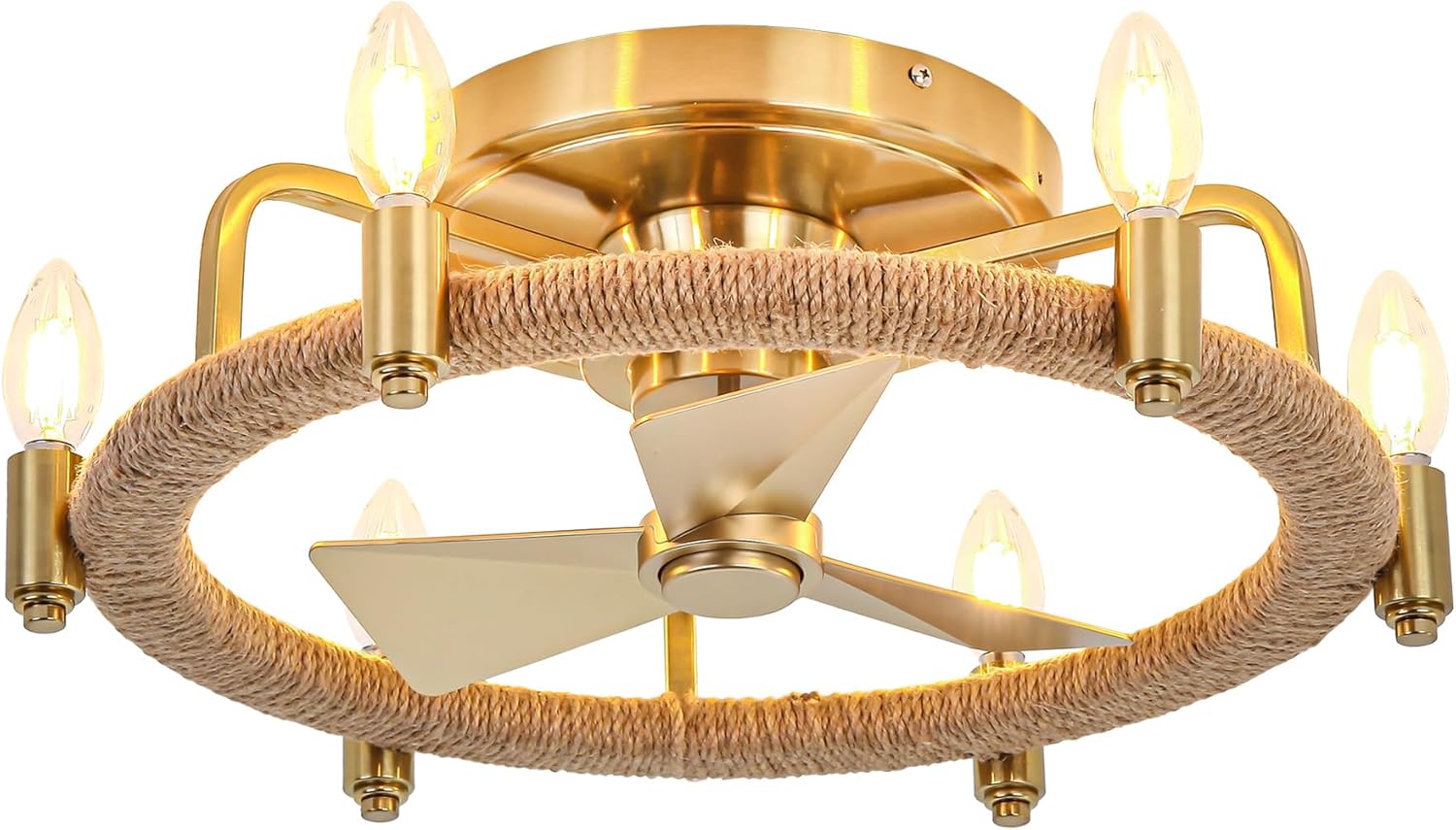 Parrot Uncle Ceiling Fans with Lights and Remote, Gold Chandelier Ceiling Fan with Light for Bedroom, Flush Mount Farmhouse Ceiling Fans Indoor Outdoor, Reversible 3 Blades, Noiseless, ETL