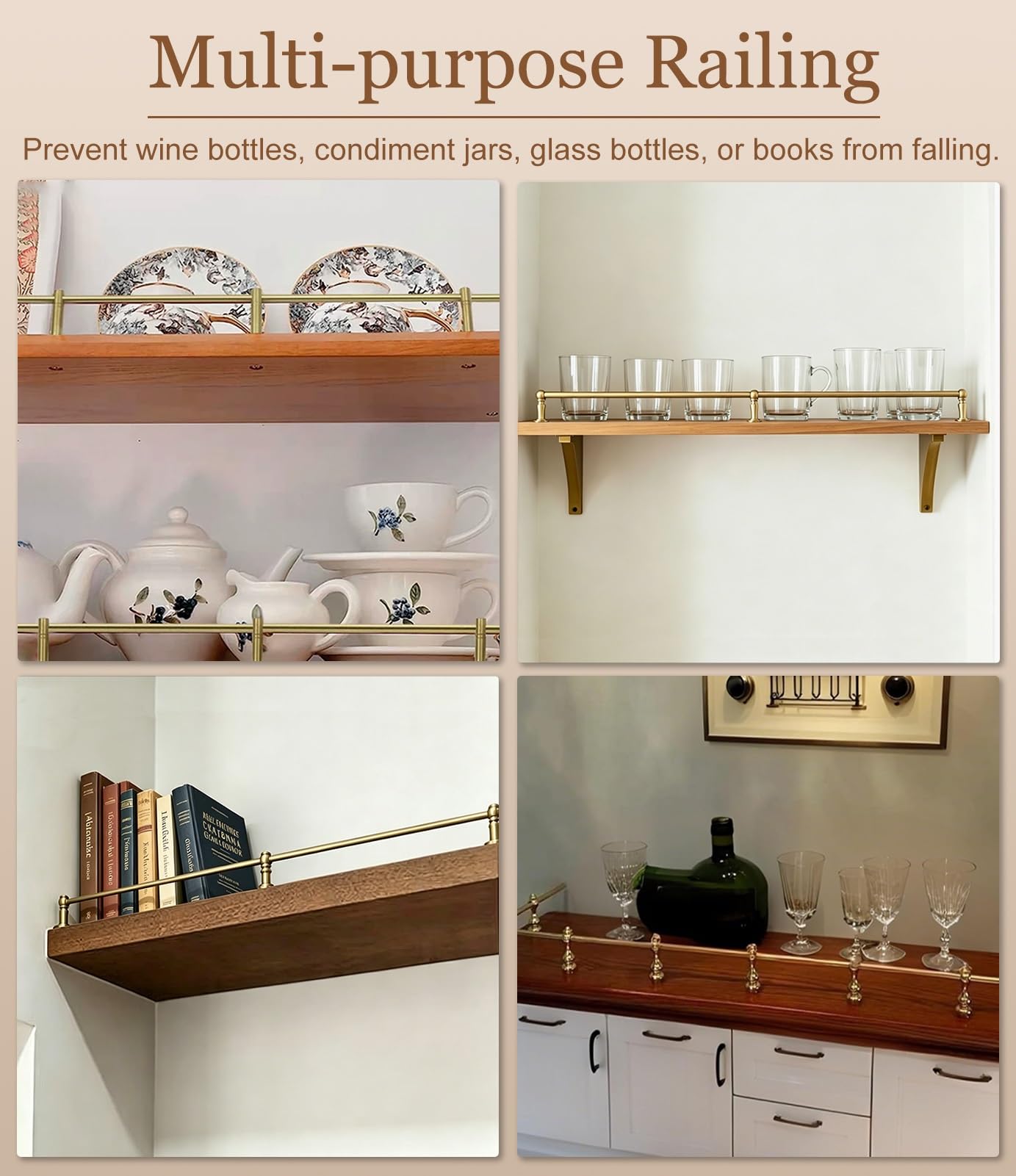 Ringhiera per Mensole Kit Decorativa di Protezione per Mensole a Sbalzo