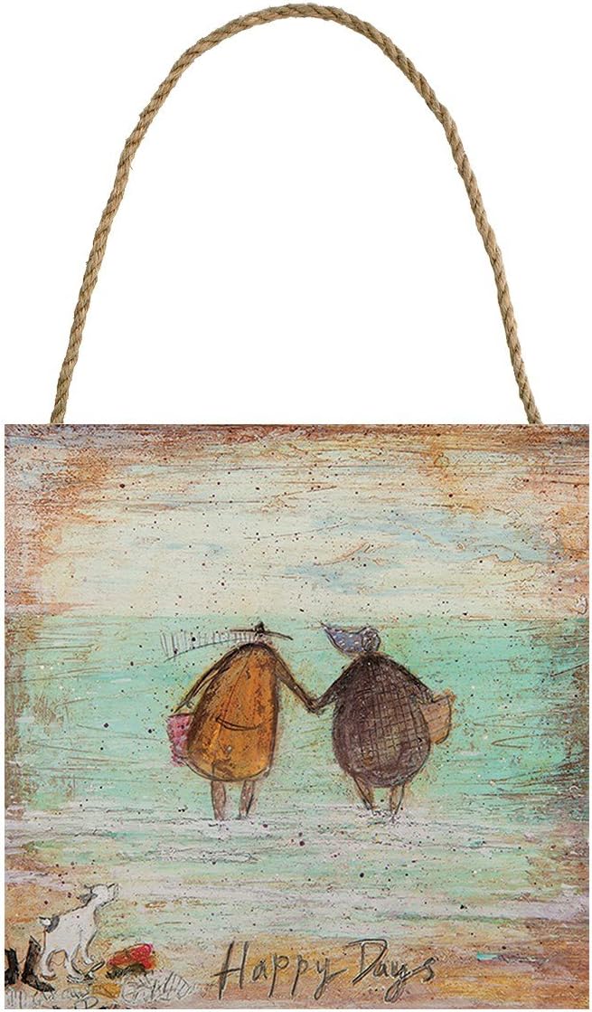 EMB10791 Happy Days Wooden Wall Art, Multi-Colour, 20 x 20 cm