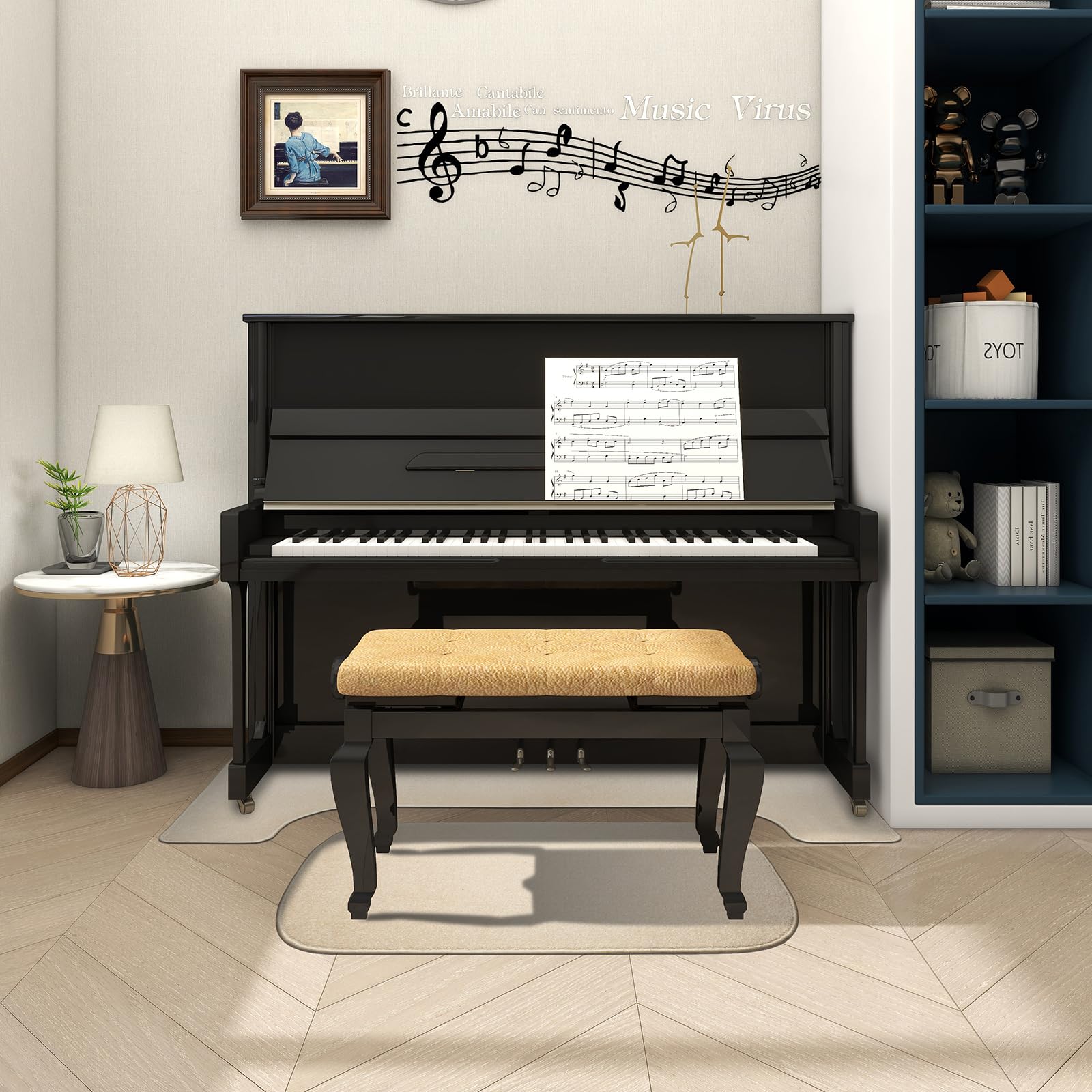 Schalldammung Teppich Klavier, Klavier Schalldämmung Matte, Boden Schallschutz Teppich Schemel Schallschutzmatte Rutschfester(Beige)